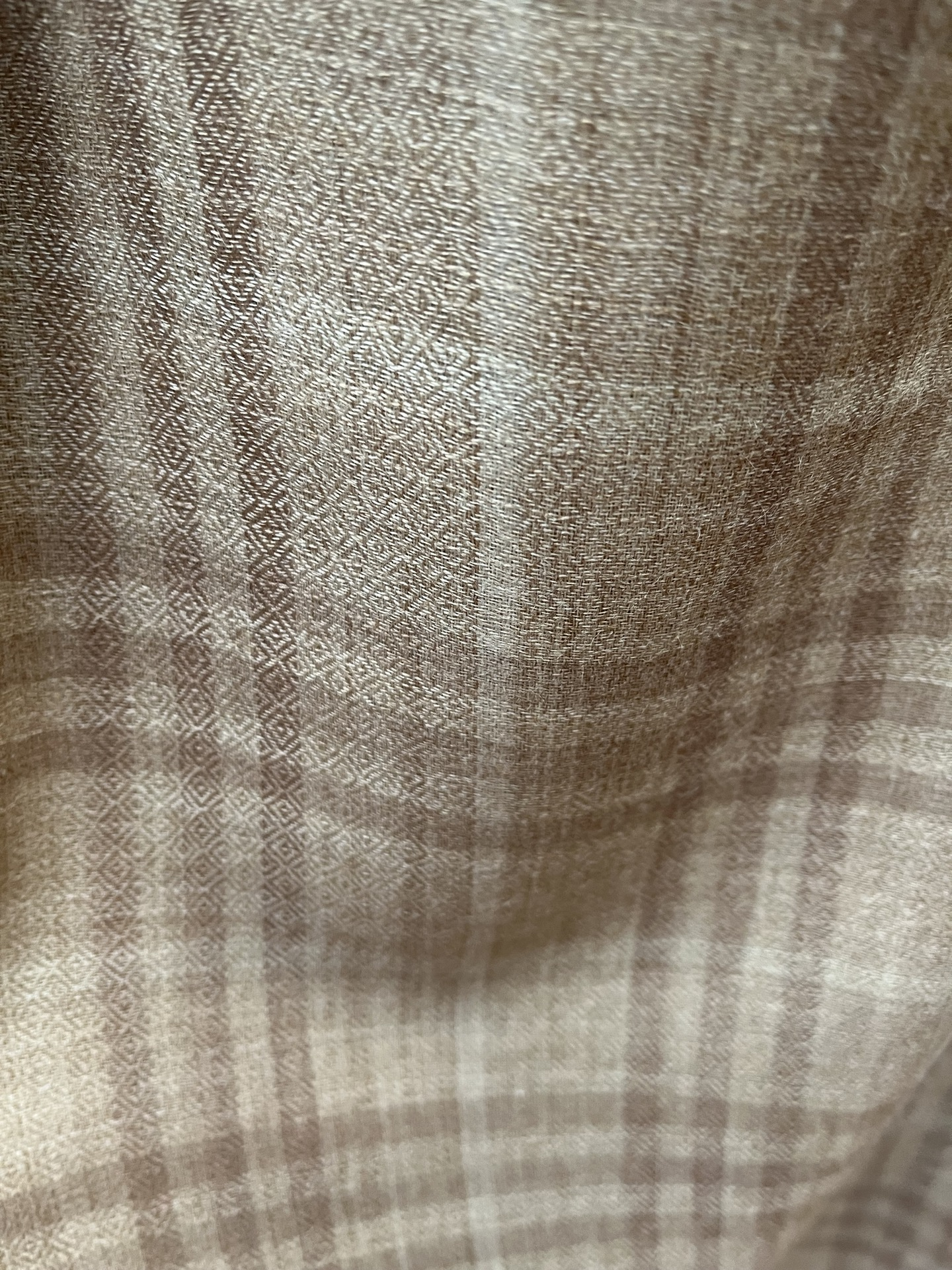 Mens Checked Beige Shawl - Beige