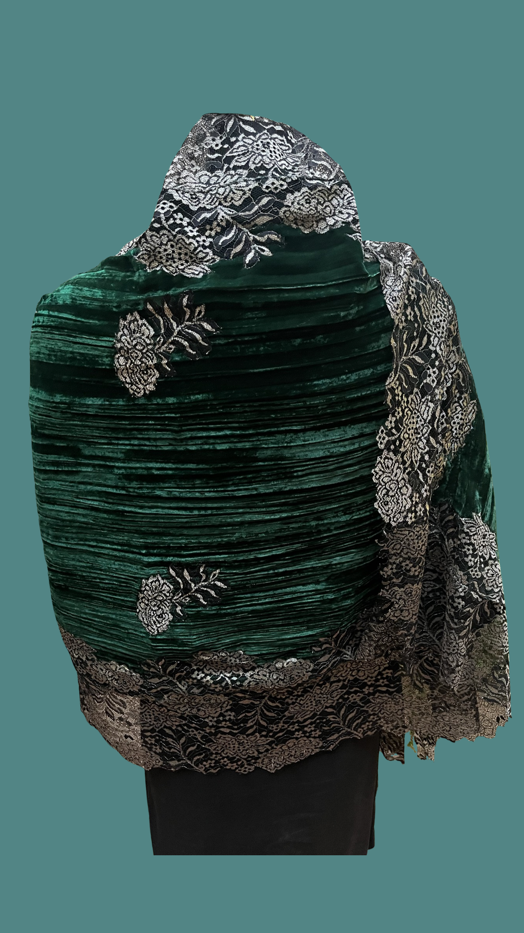 Crushed Velvet Stole with Zari Lace