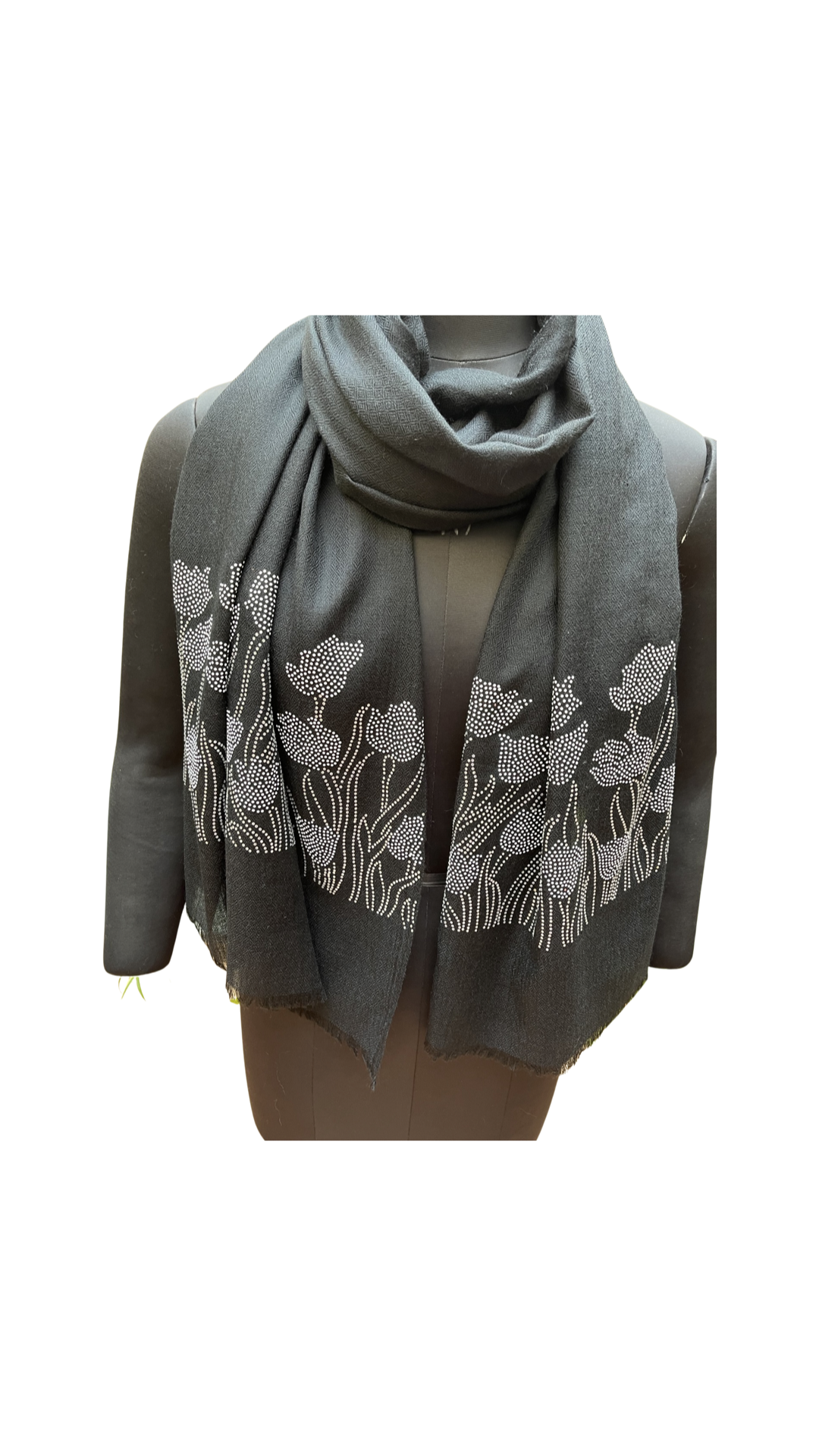 Silver Tulip Stone Art Stole