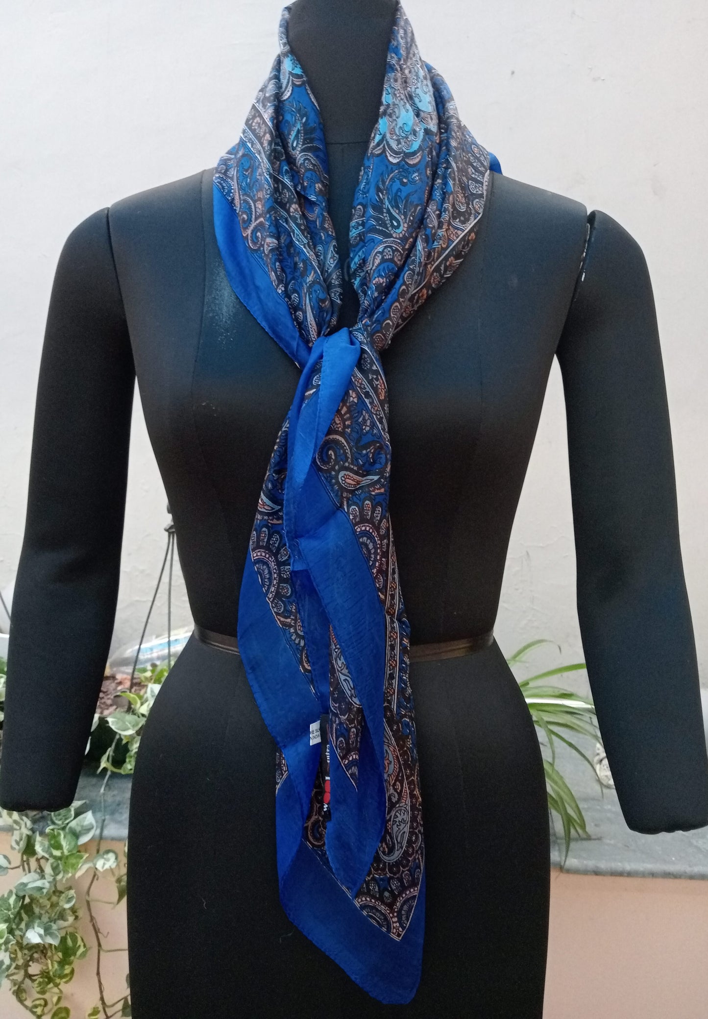 Pure silk scarf ( blue )