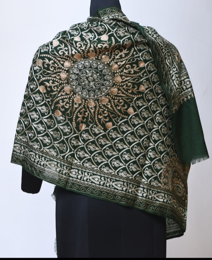 Emerald Green Embroidered Stole