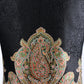 Ladies Woven Self Jacquard Jamawar Jacket - Black