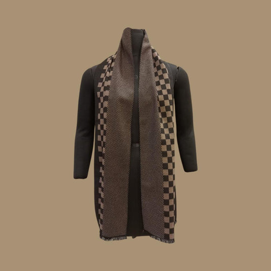 Silk wool reversible check stole