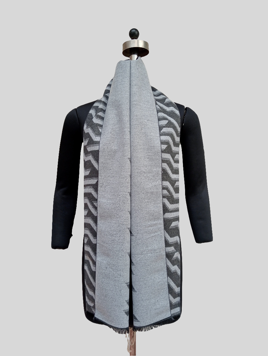 Silk wool zigzag pattern stole