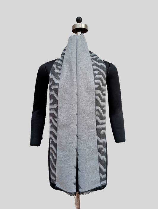 Silk wool zigzag pattern stole