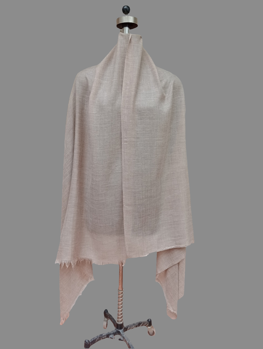 Hand made Pure pashmina plain beige shawl