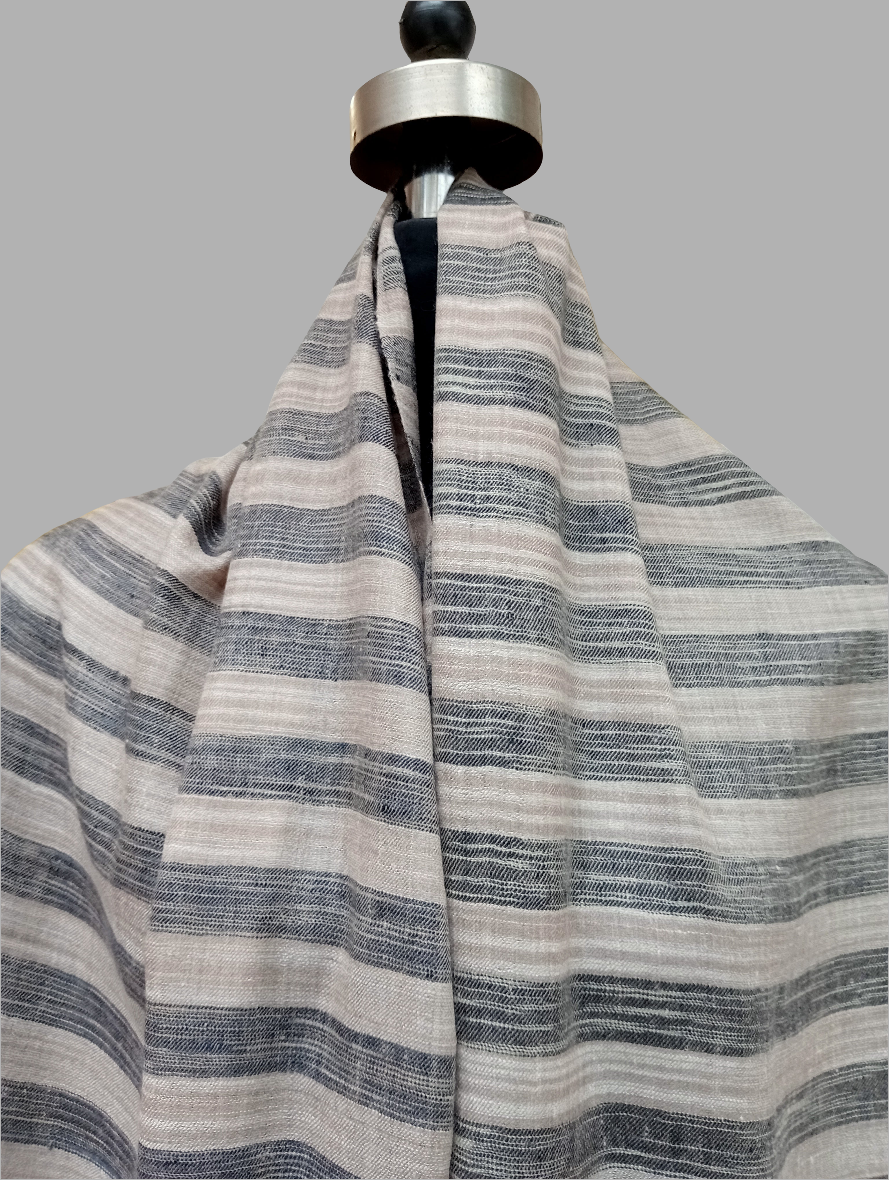 Pure pashmina horizontal black striped shawl