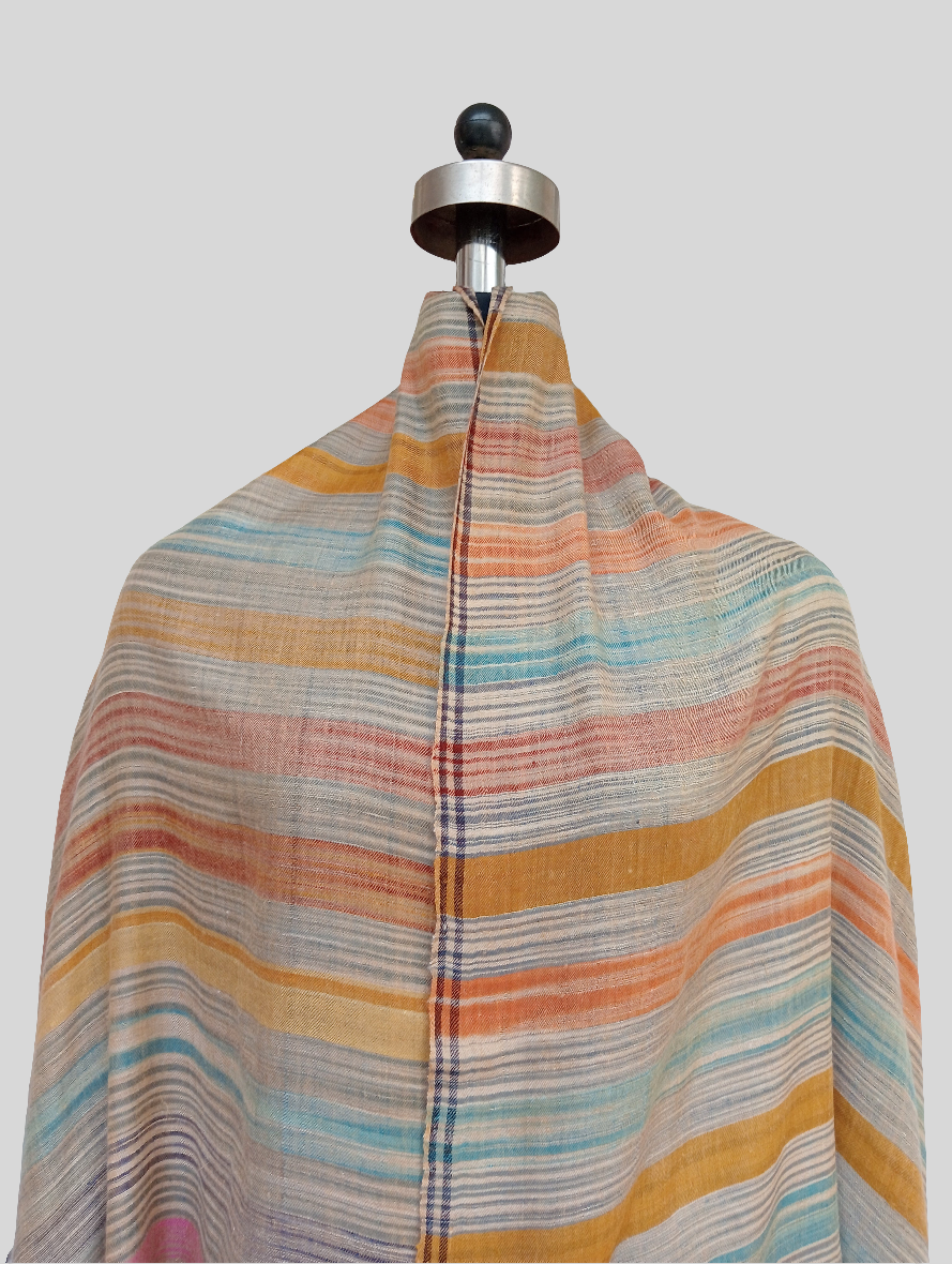 Pure pashmina stripted multicolored shawl