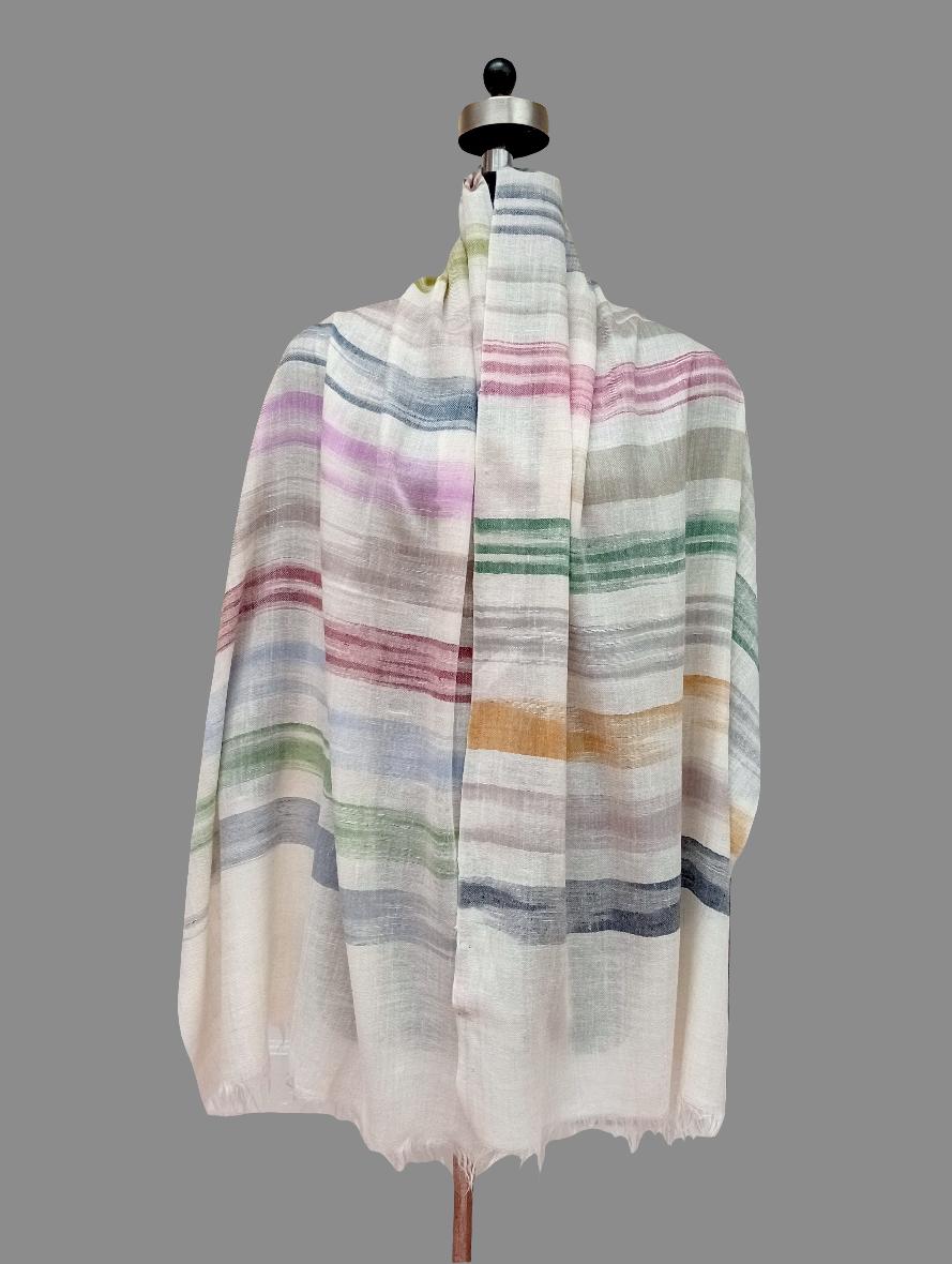 Hand made Pure pashmina multicolored stole