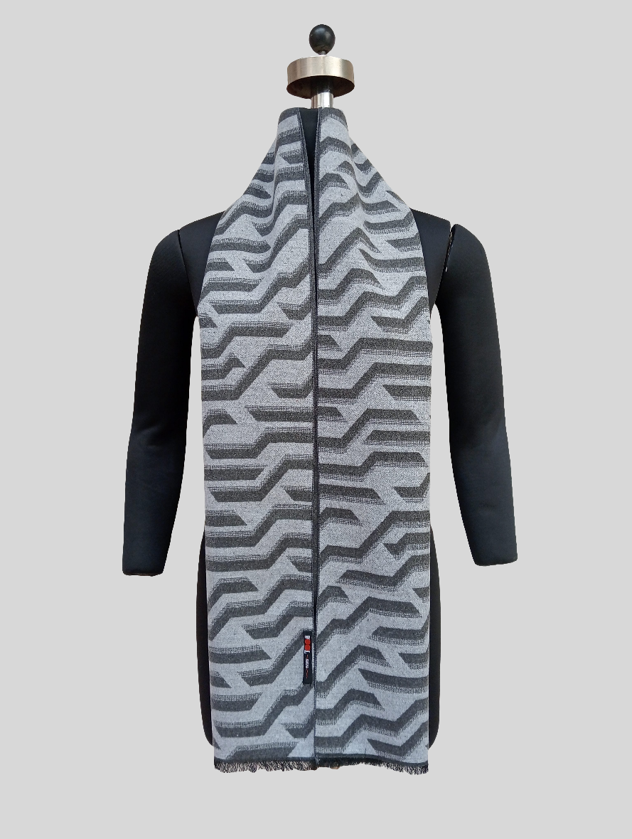 Silk wool zigzag pattern stole