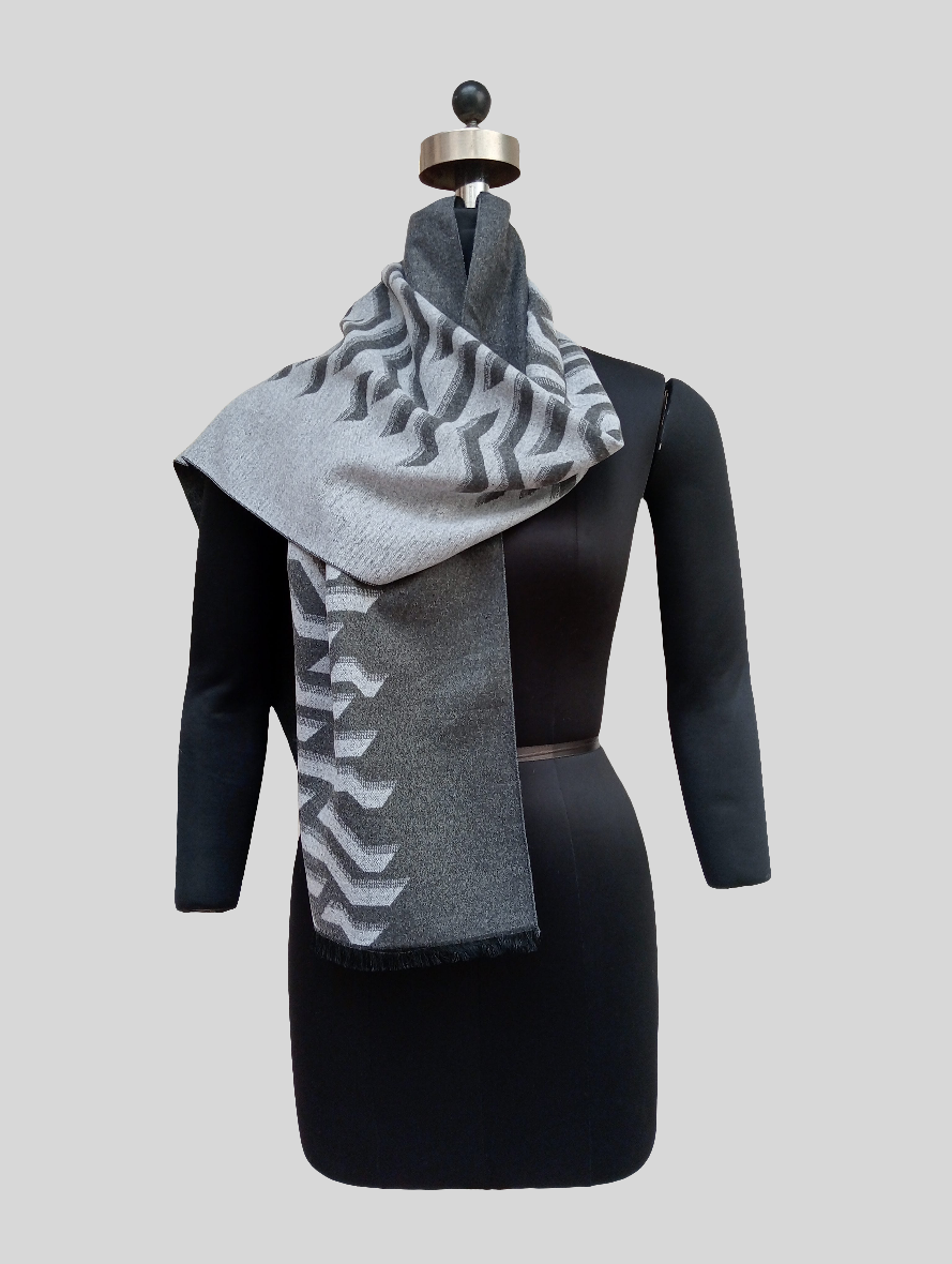 Silk wool zigzag pattern stole