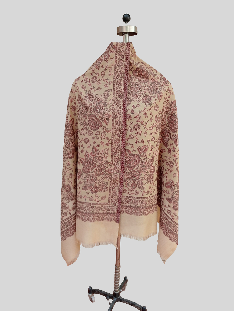 Woven jamawar floral stole