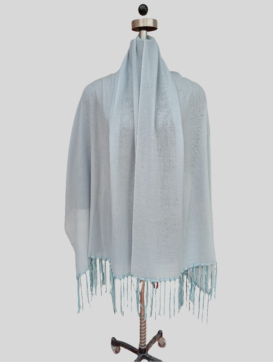 Ladies fine wool stole with suede tassels