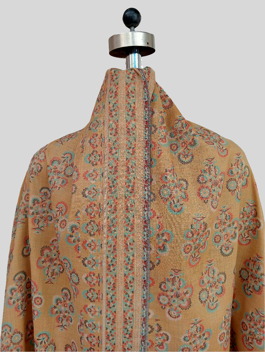 Woven jamawar stole - mustard