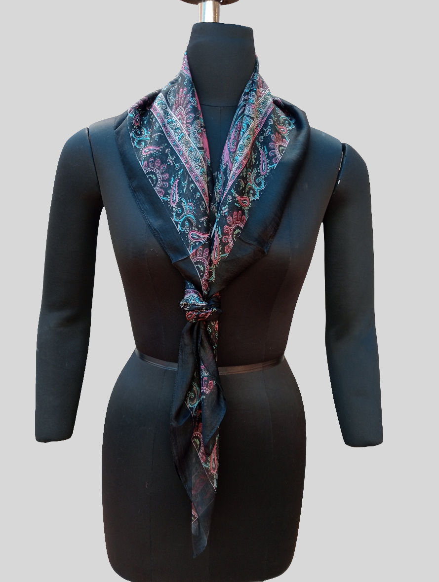 Pure silk scarf ( black )