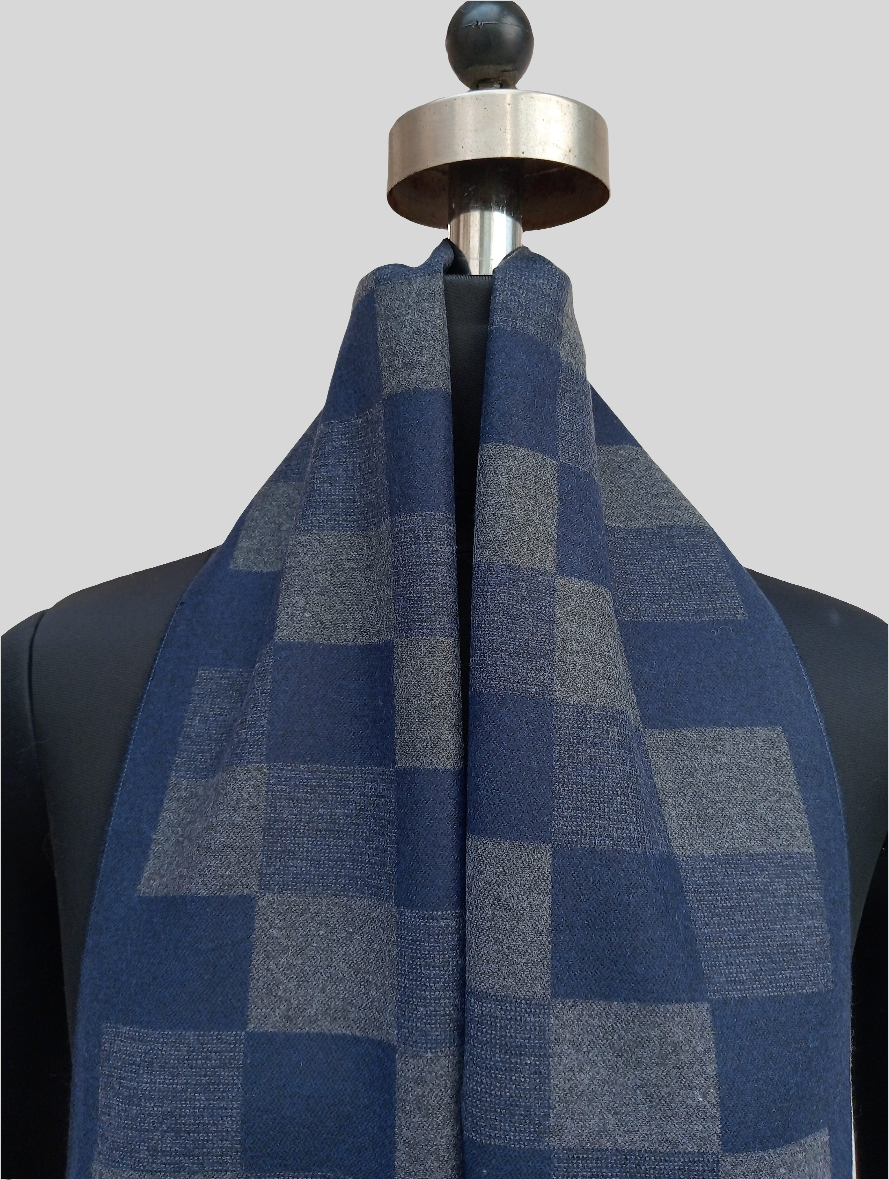 Silk wool check stole