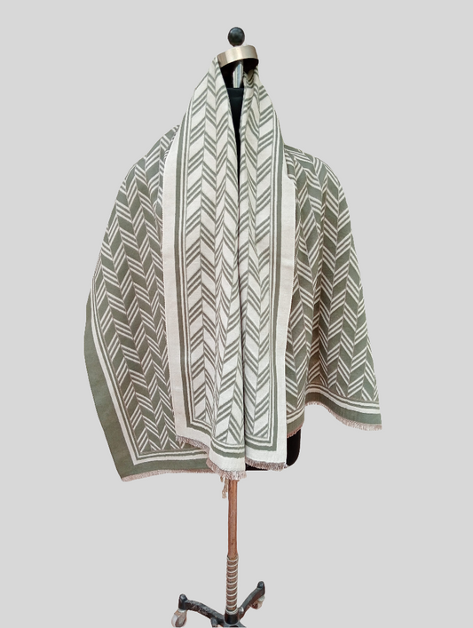 Silk wool Geometric design stole