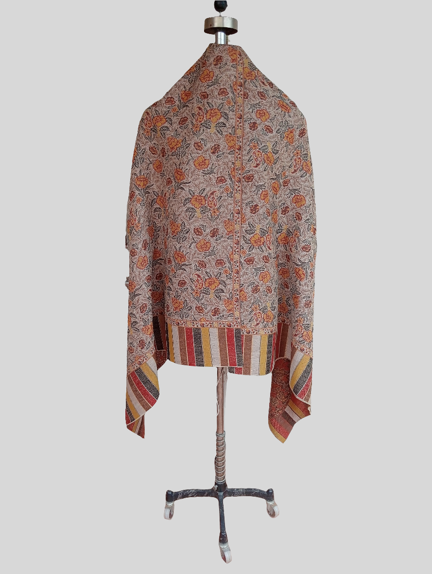 Floral orange flower print shawl