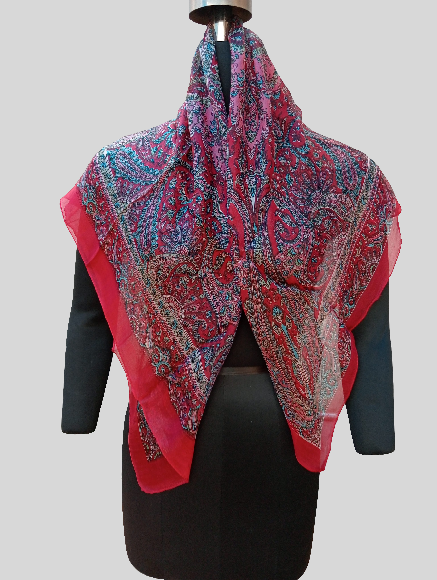 Pure silk scarf ( red )