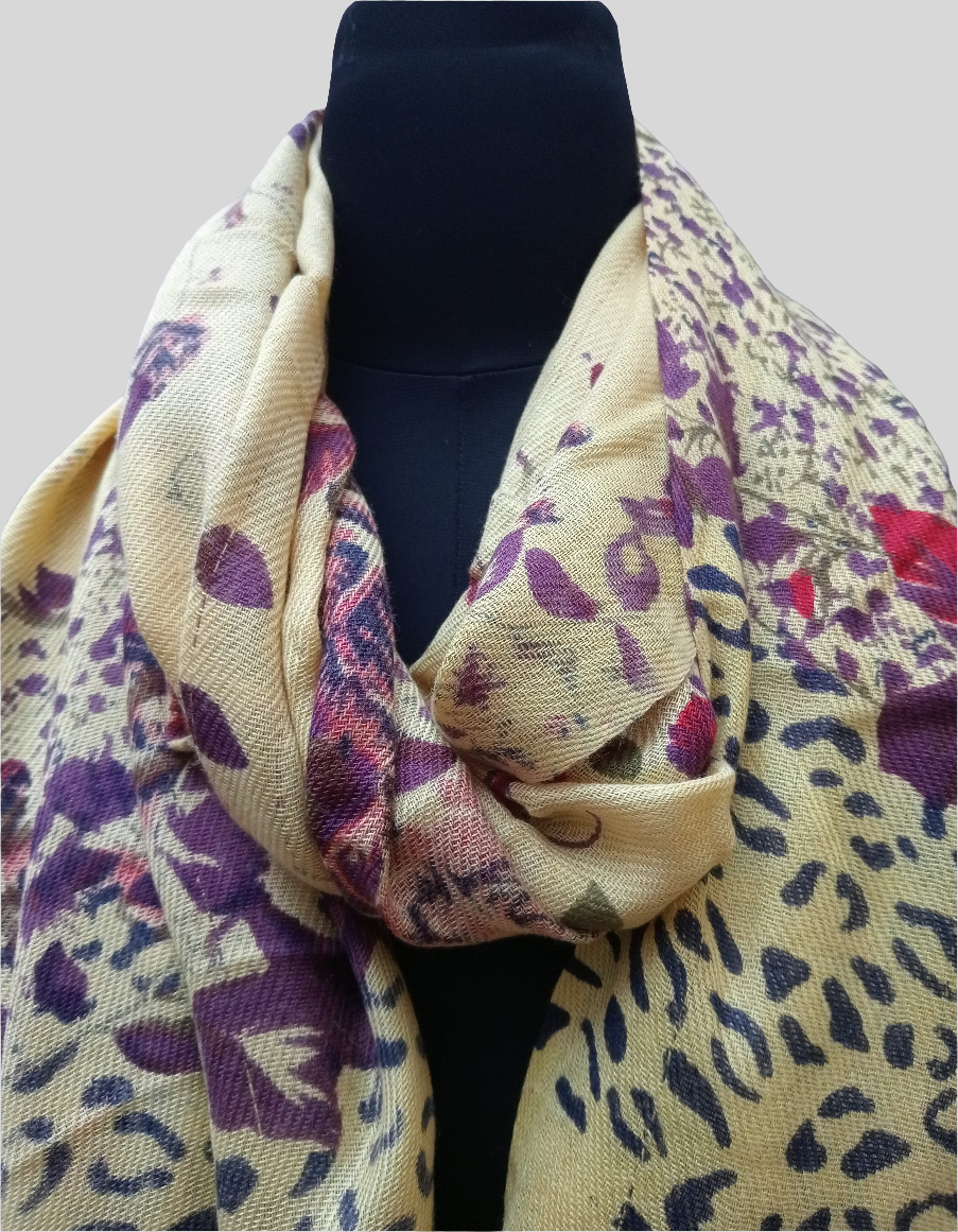 Silk wool digital print stole