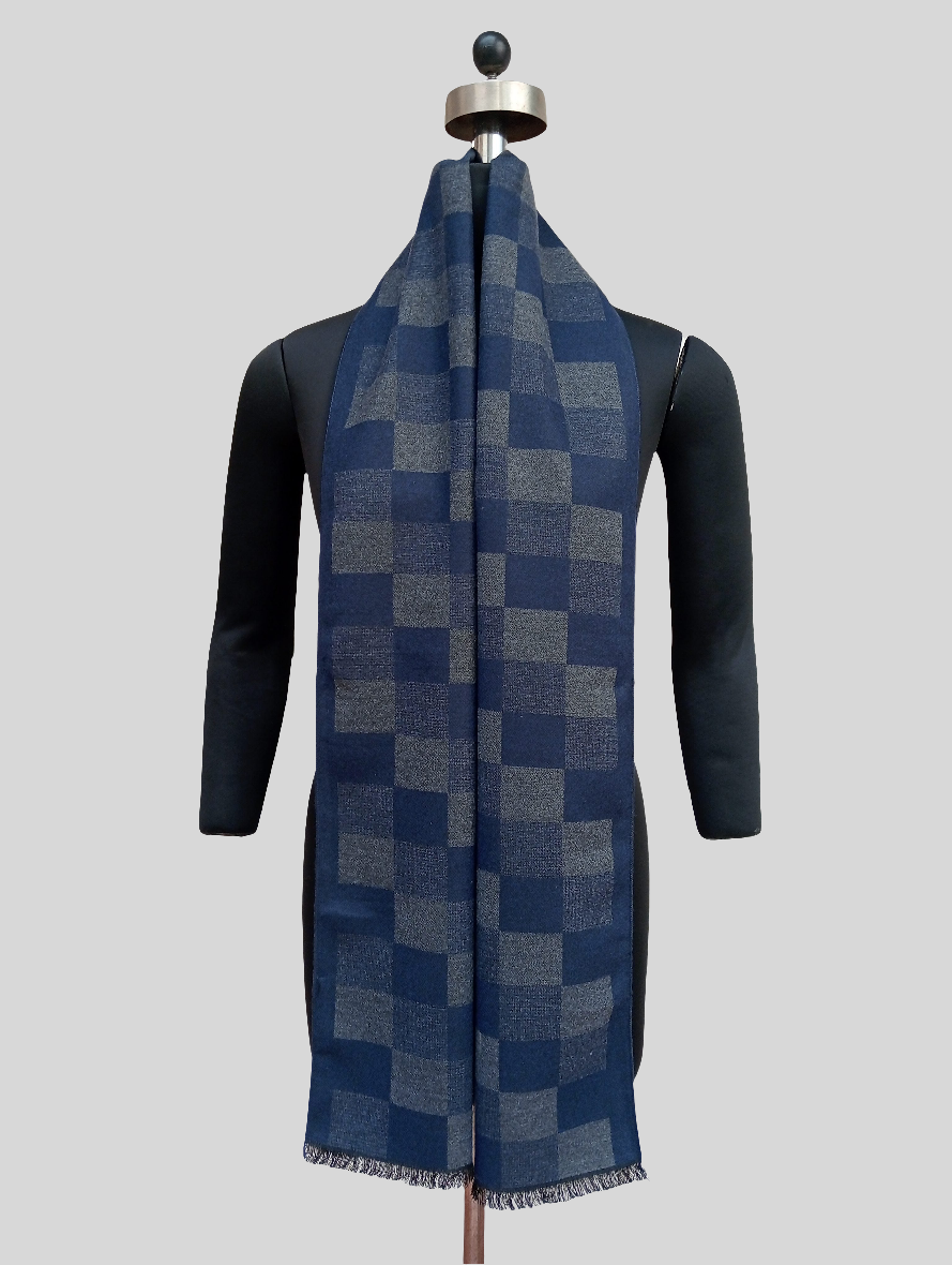 Silk wool check stole