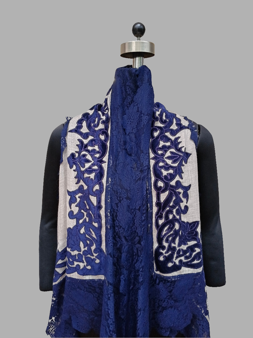 Super Fine wool velvet Applique work lace jacket