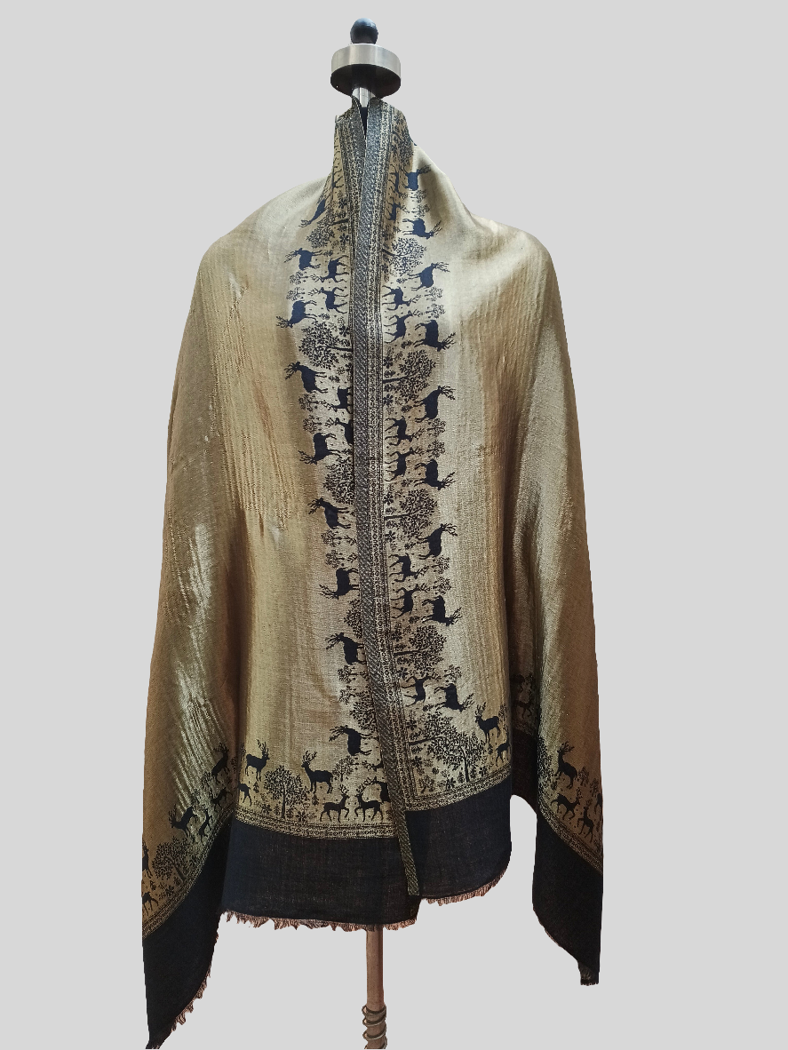 Ladies horse design zari reversible stole