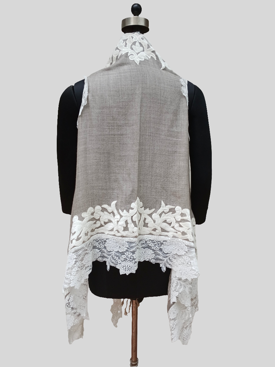 Super Fine wool velvet Applique work lace jacket
