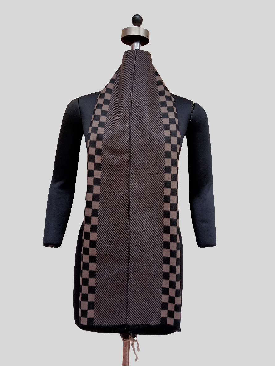 Silk wool reversible check stole