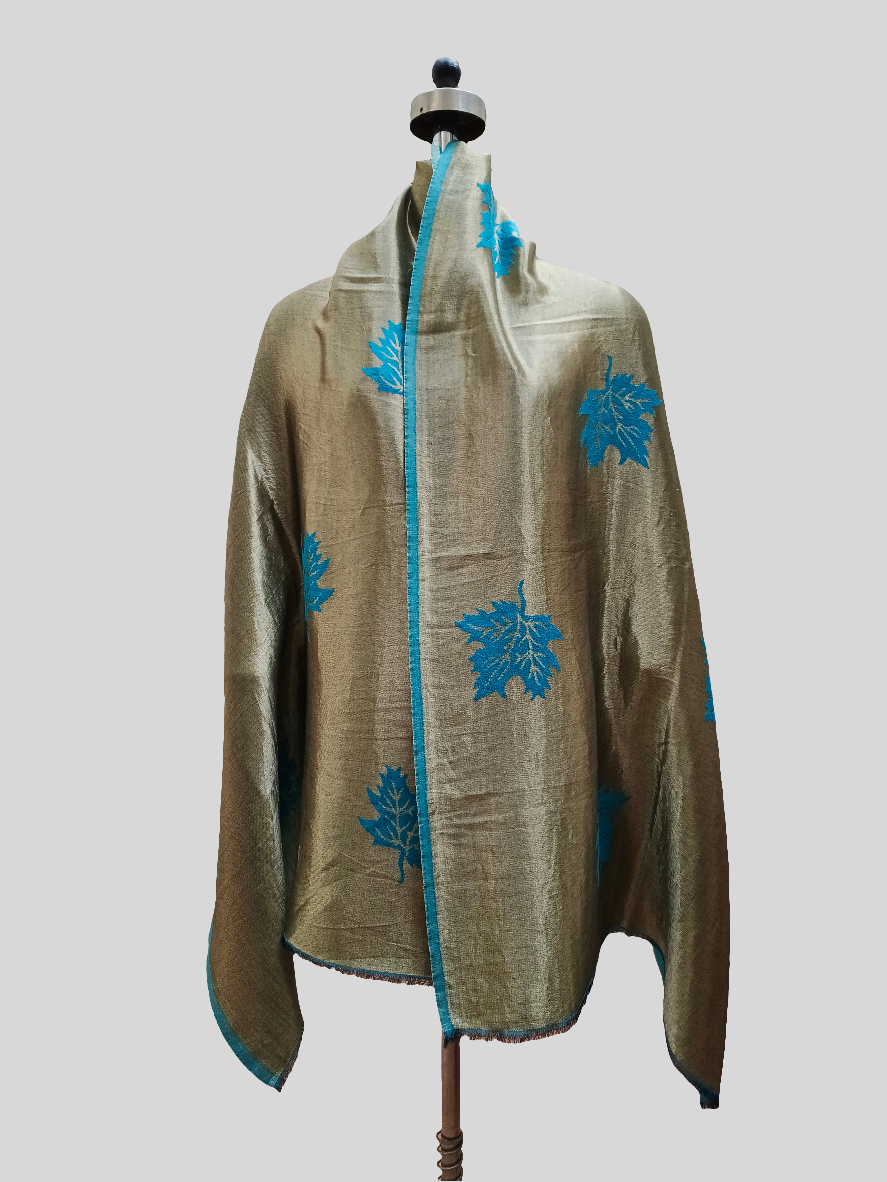 Ladies leaf design zari reversible stole