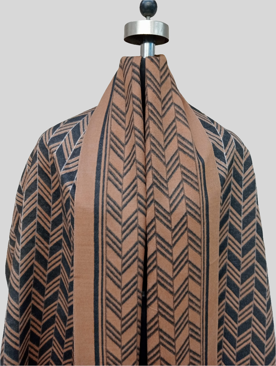 Silk wool Geometric design stole