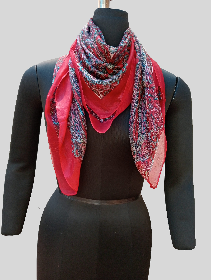 Pure silk scarf ( red )