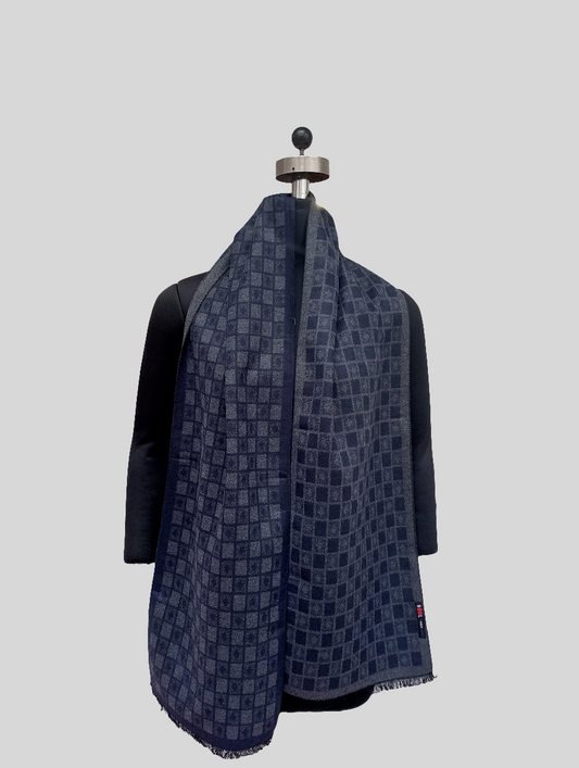 Check with dot design Silk wool stole