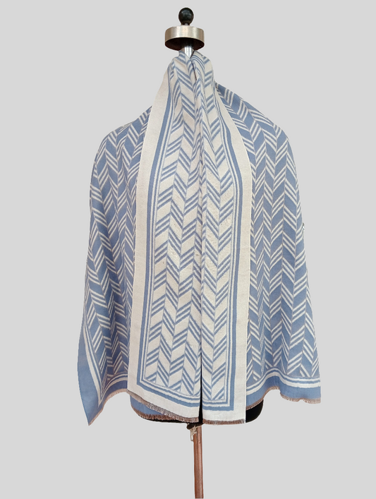 Silk wool Geometric design reversible stole