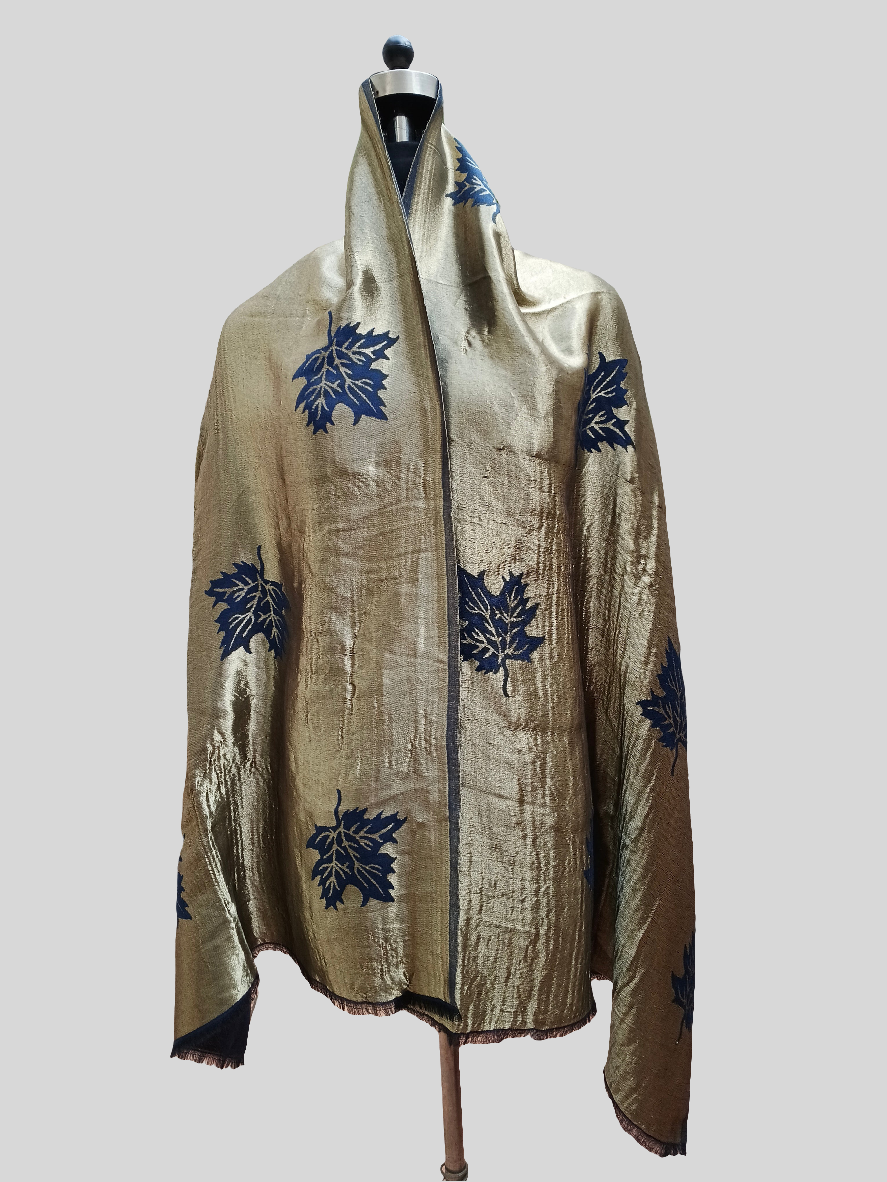 Ladies zari reversible leaf design stole