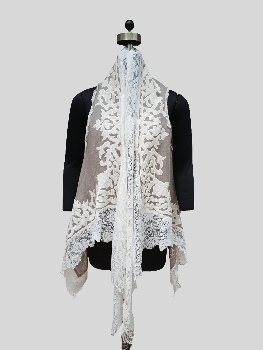 Super Fine wool velvet Applique work lace jacket