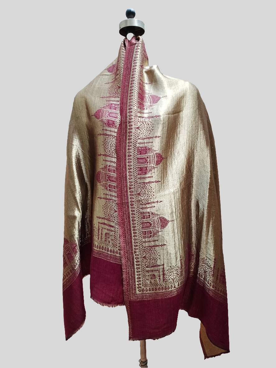 Ladies Taj design zari reversible stole