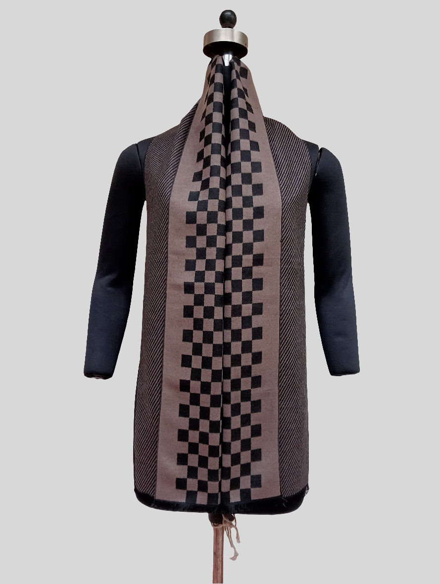 Silk wool reversible check stole