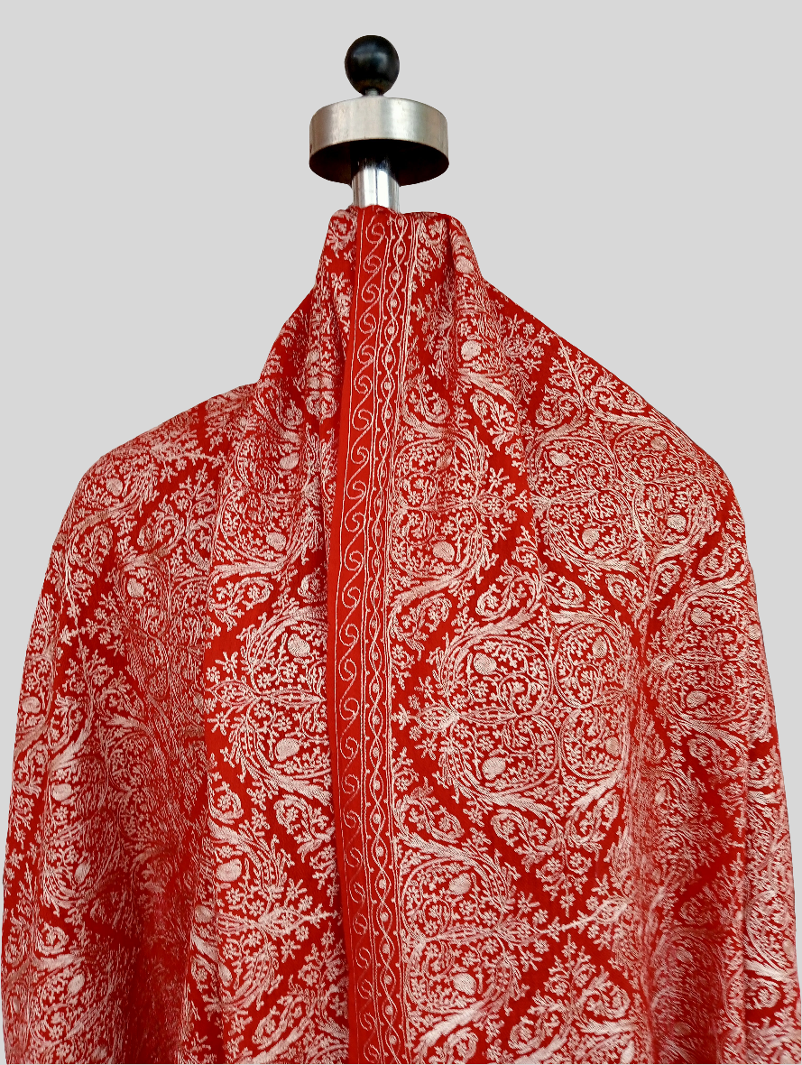 Red embroidered Stole