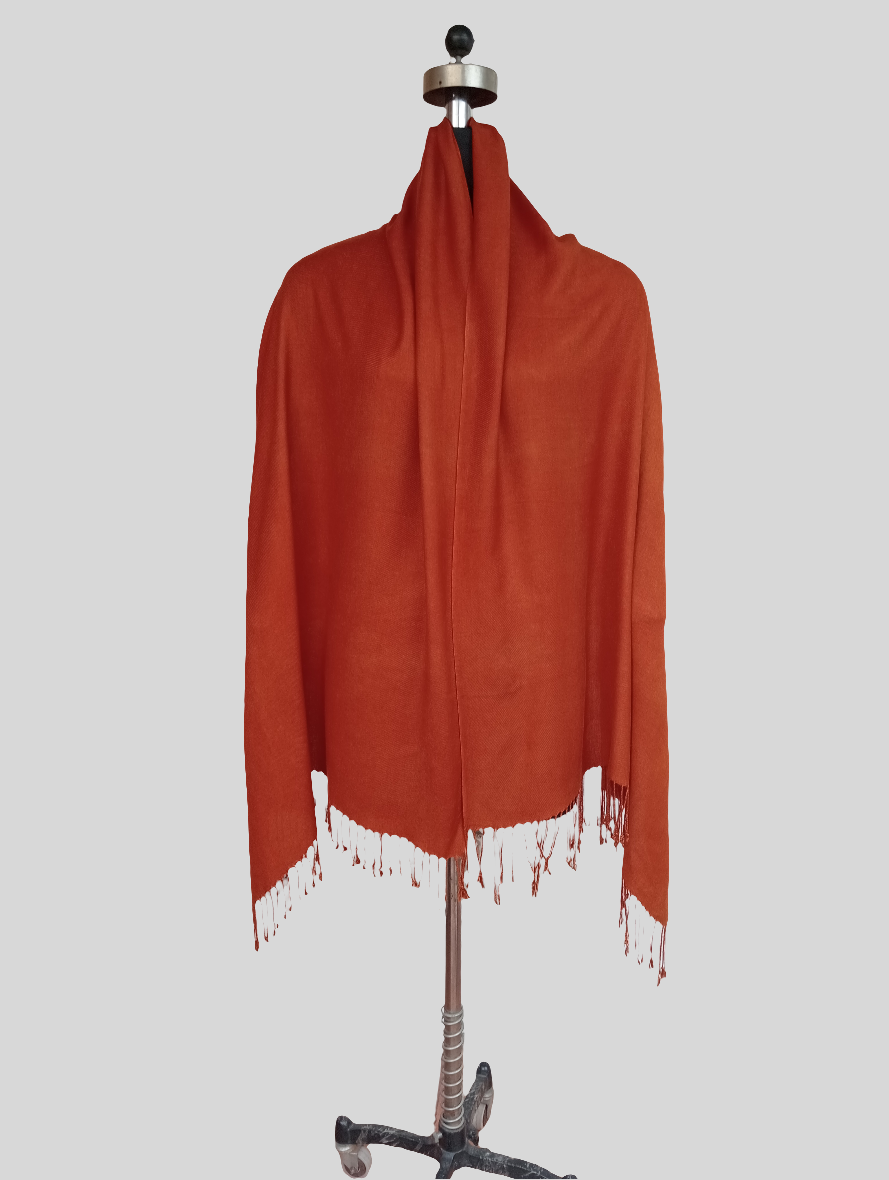 Silk wool stole with tassels