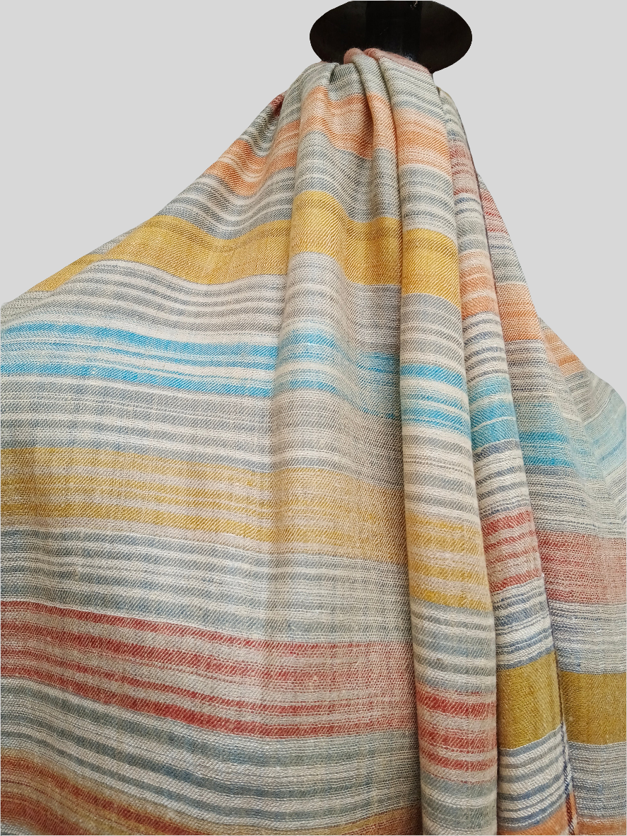 Pure pashmina stripted multicolored shawl