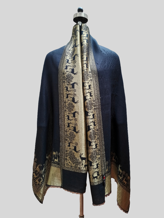 Ladies horse design zari reversible stole