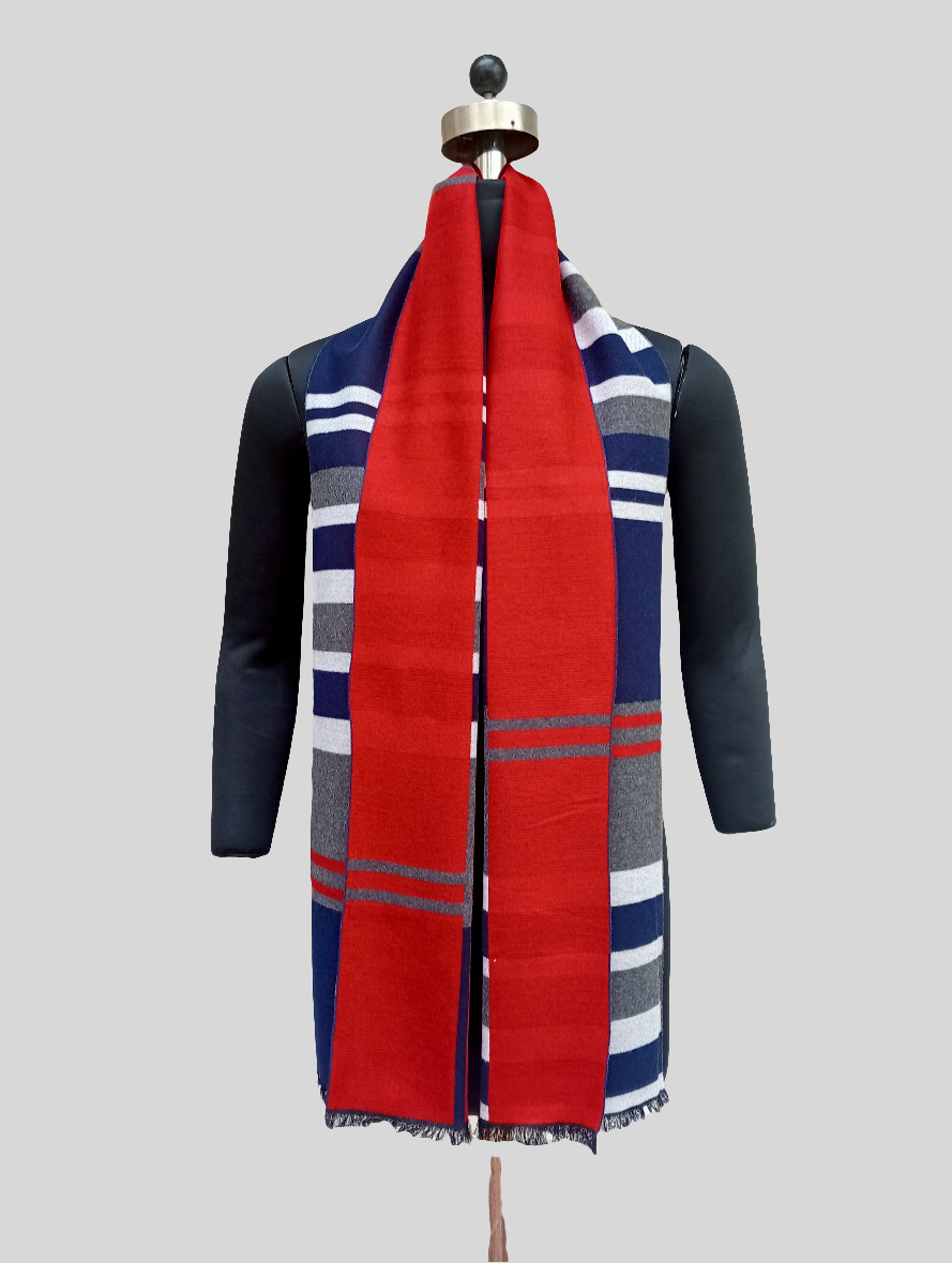 Silk wool multicolored reversible stole