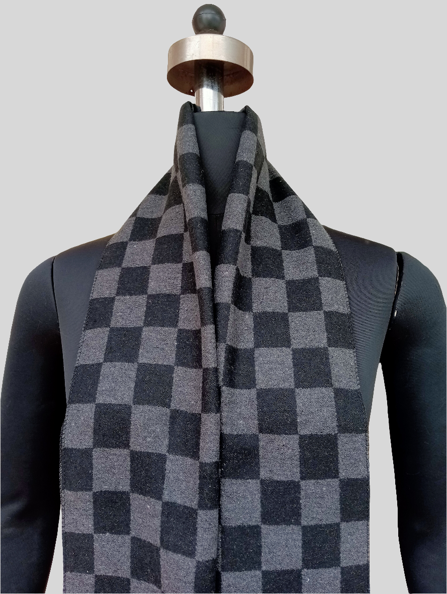 Check silk wool stole