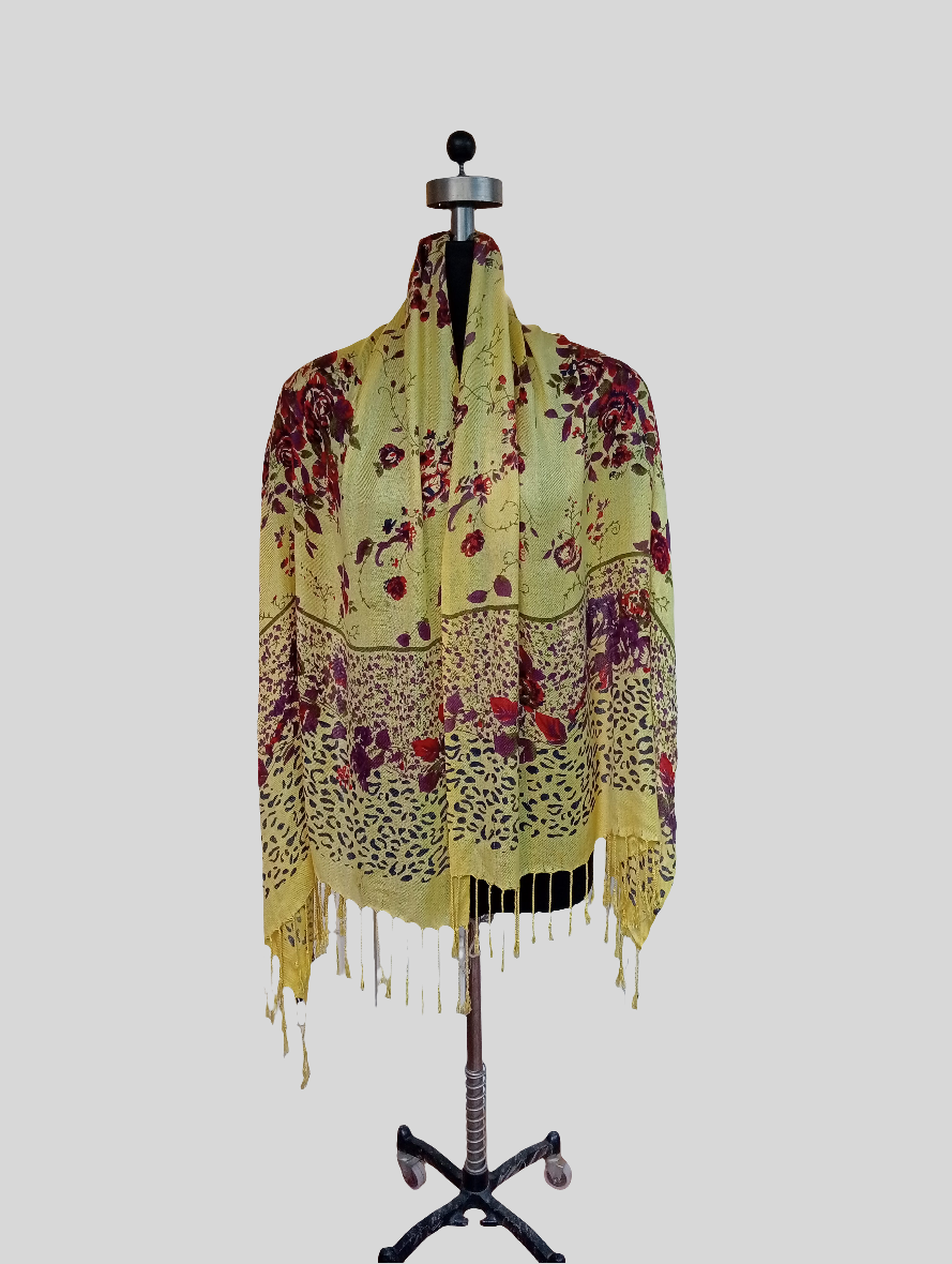 Silk wool digital print stole