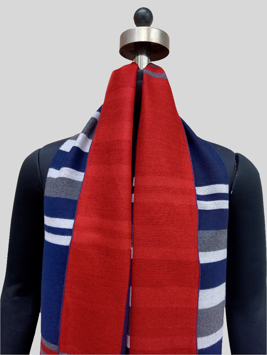 Silk wool multicolored reversible stole