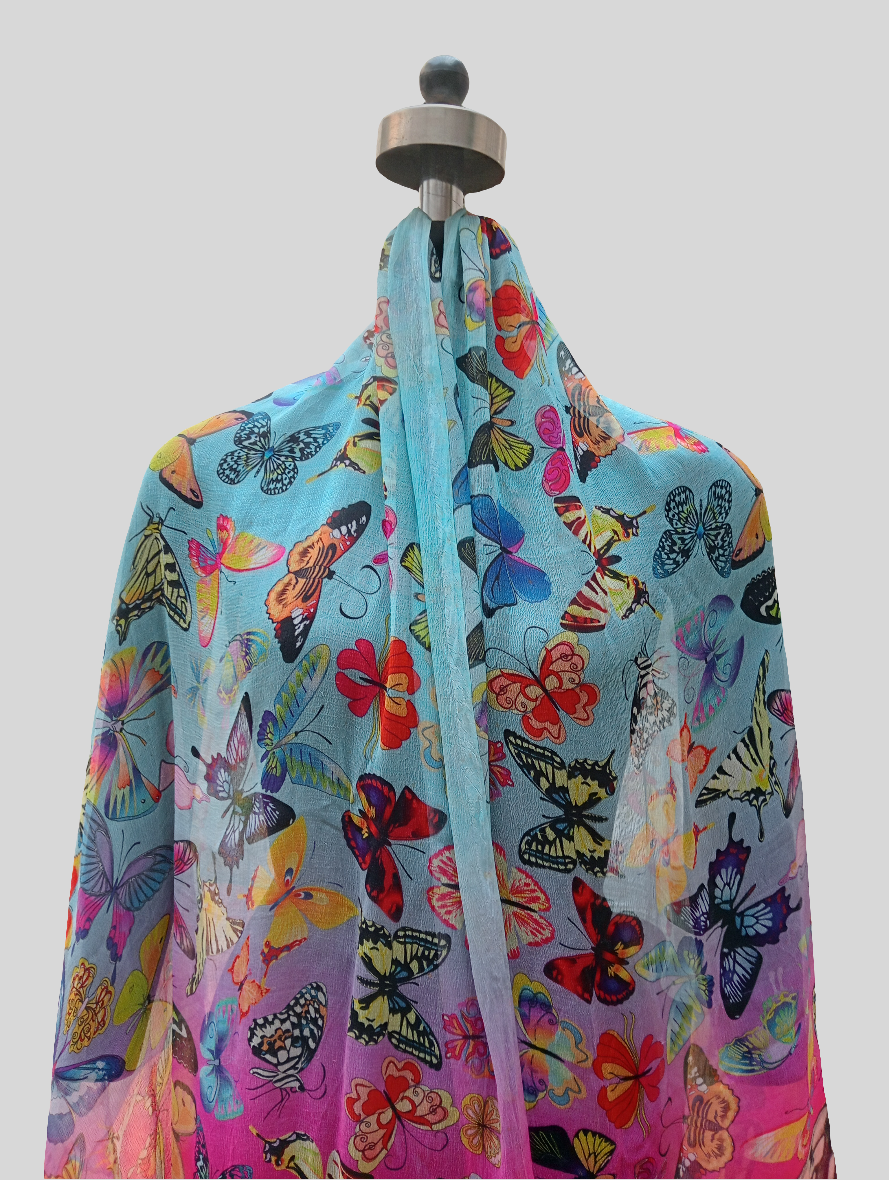 Butterfly chiffon stole