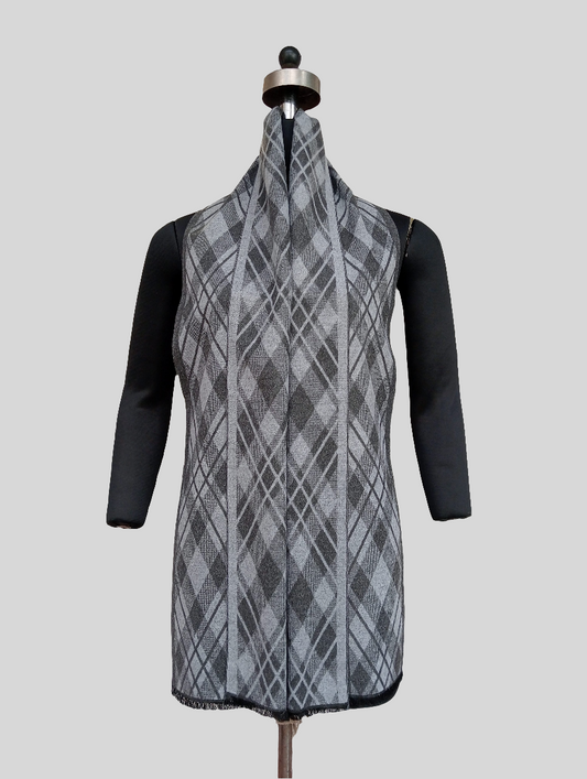 Silk wool check stole