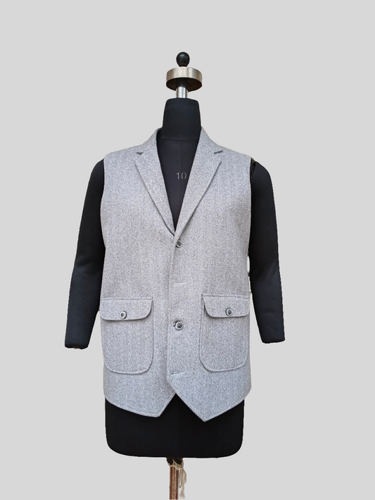 Fine wool herringbone jacket