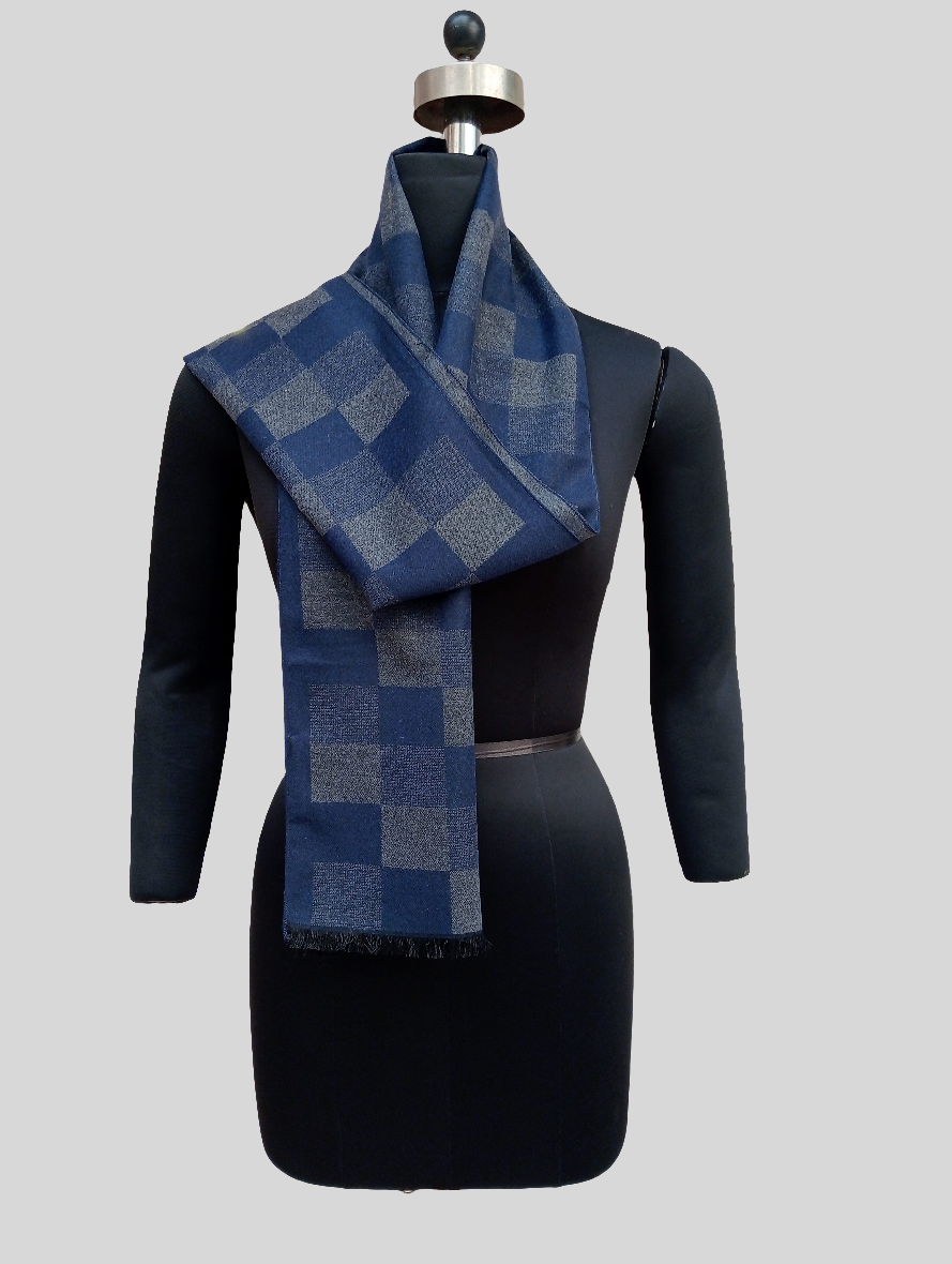 Silk wool check stole